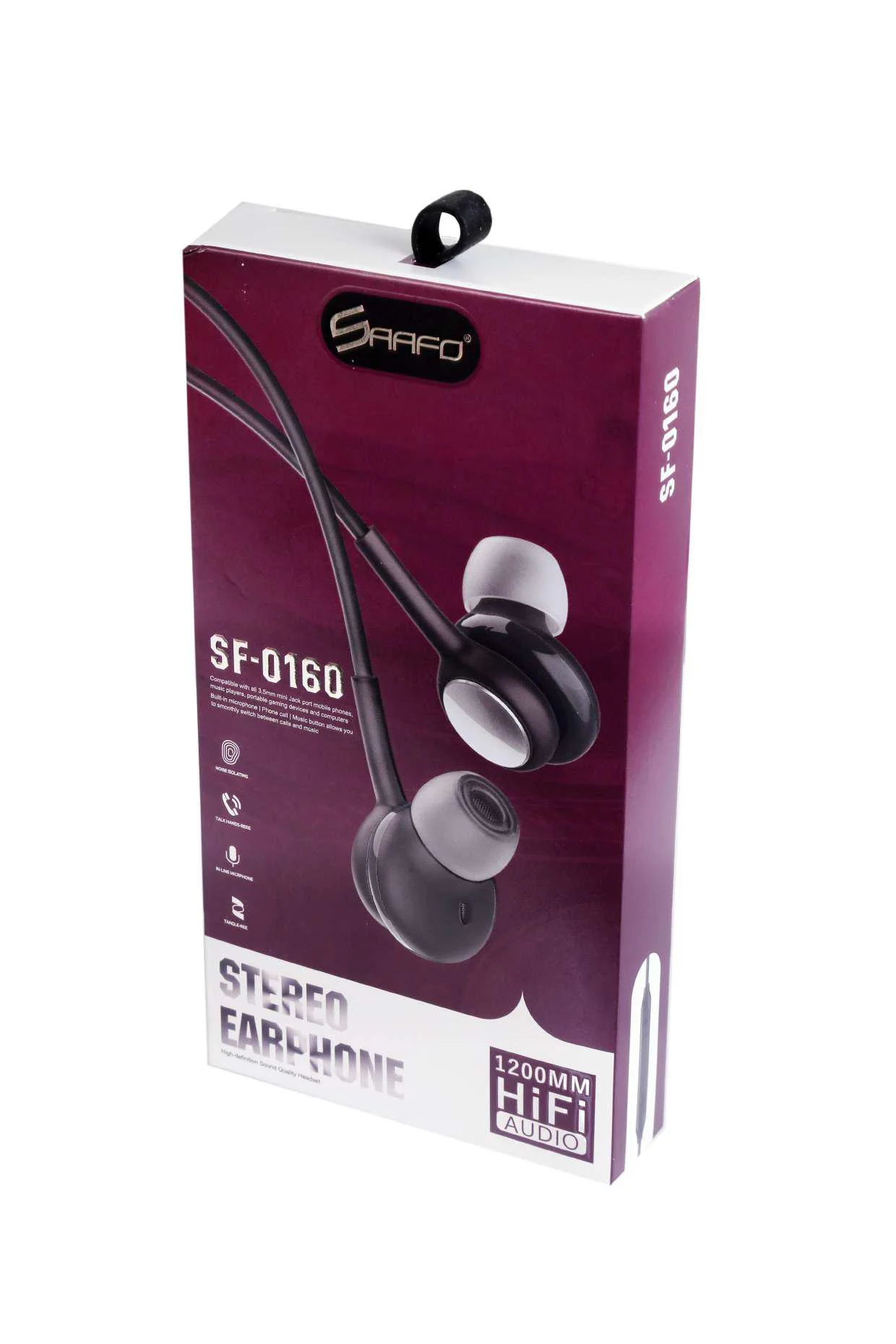 SAAFO STEREO EARPHONE (3.5MM AUX) WITH HIFI AUDIO - 1.2 METER - SF0160
